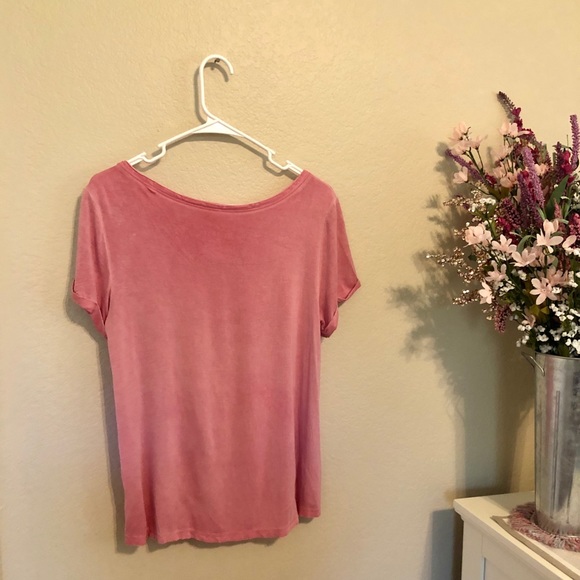 America Eagle L Soft & Sexy Pink Lace up Top - Picture 3 of 3